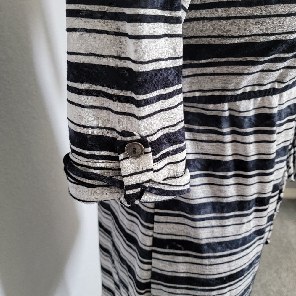 EUC! Navy Striped Hooded Cover Up - Picture 2 of 8